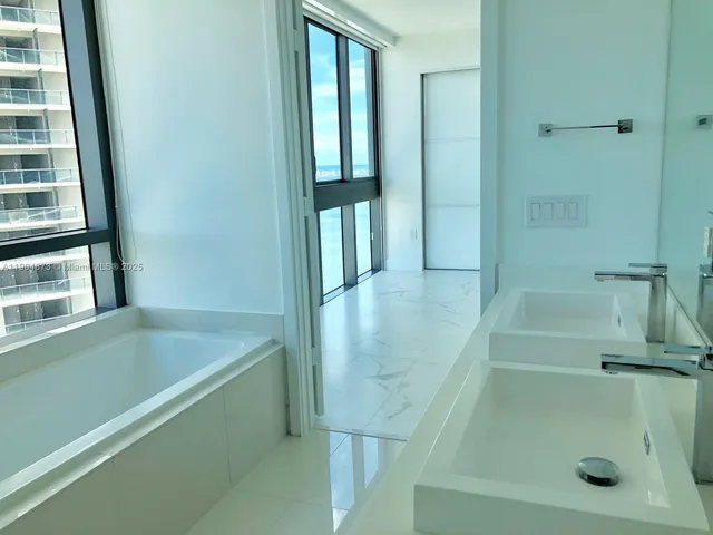 a bathroom with a bathtub