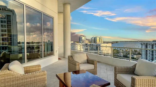 a view of ocean with a city