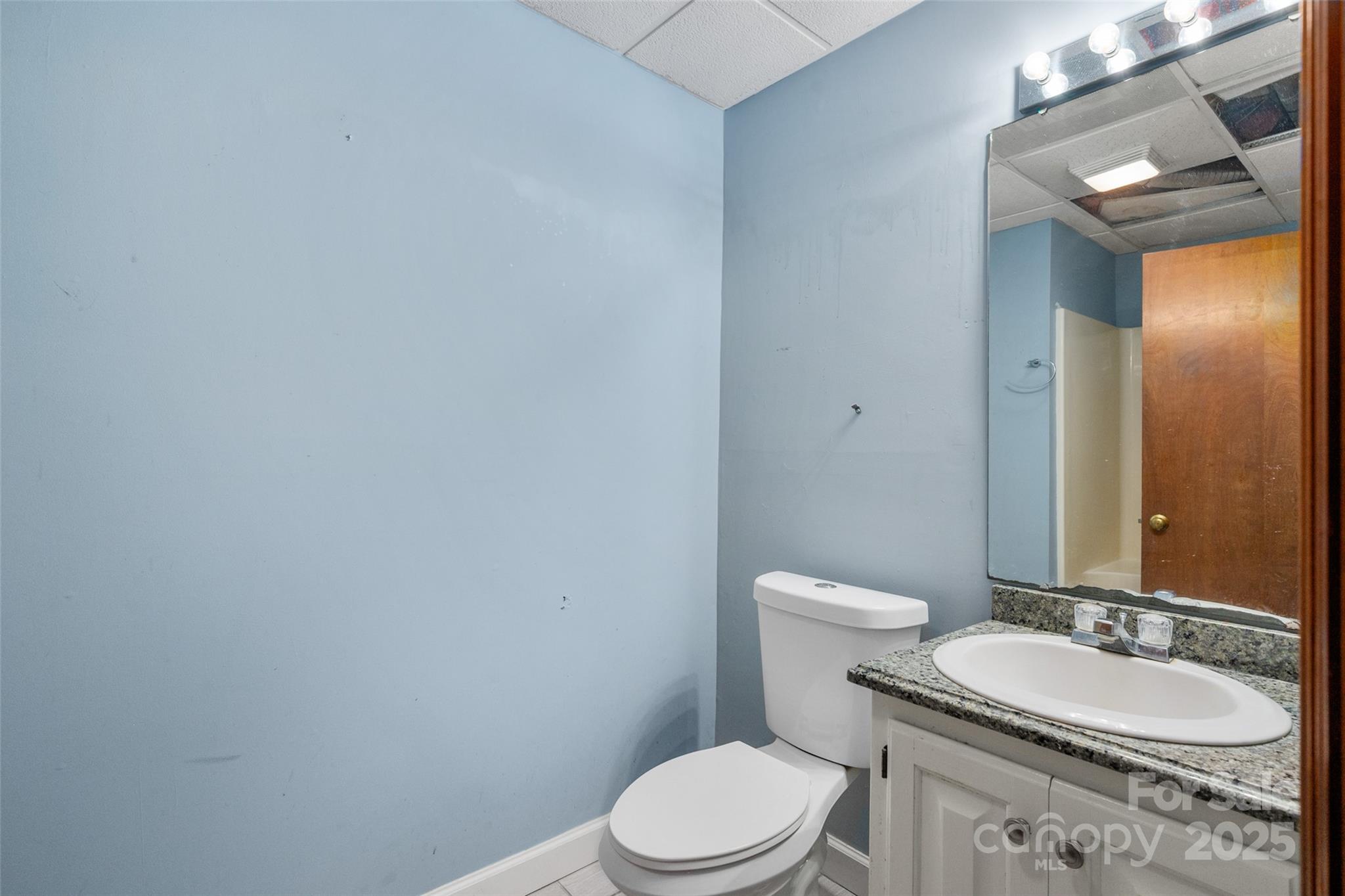 909 Baron Road Waxhaw, NC 28173 - Photo 36 of 46 a bathroom with a toilet a sink and mirror