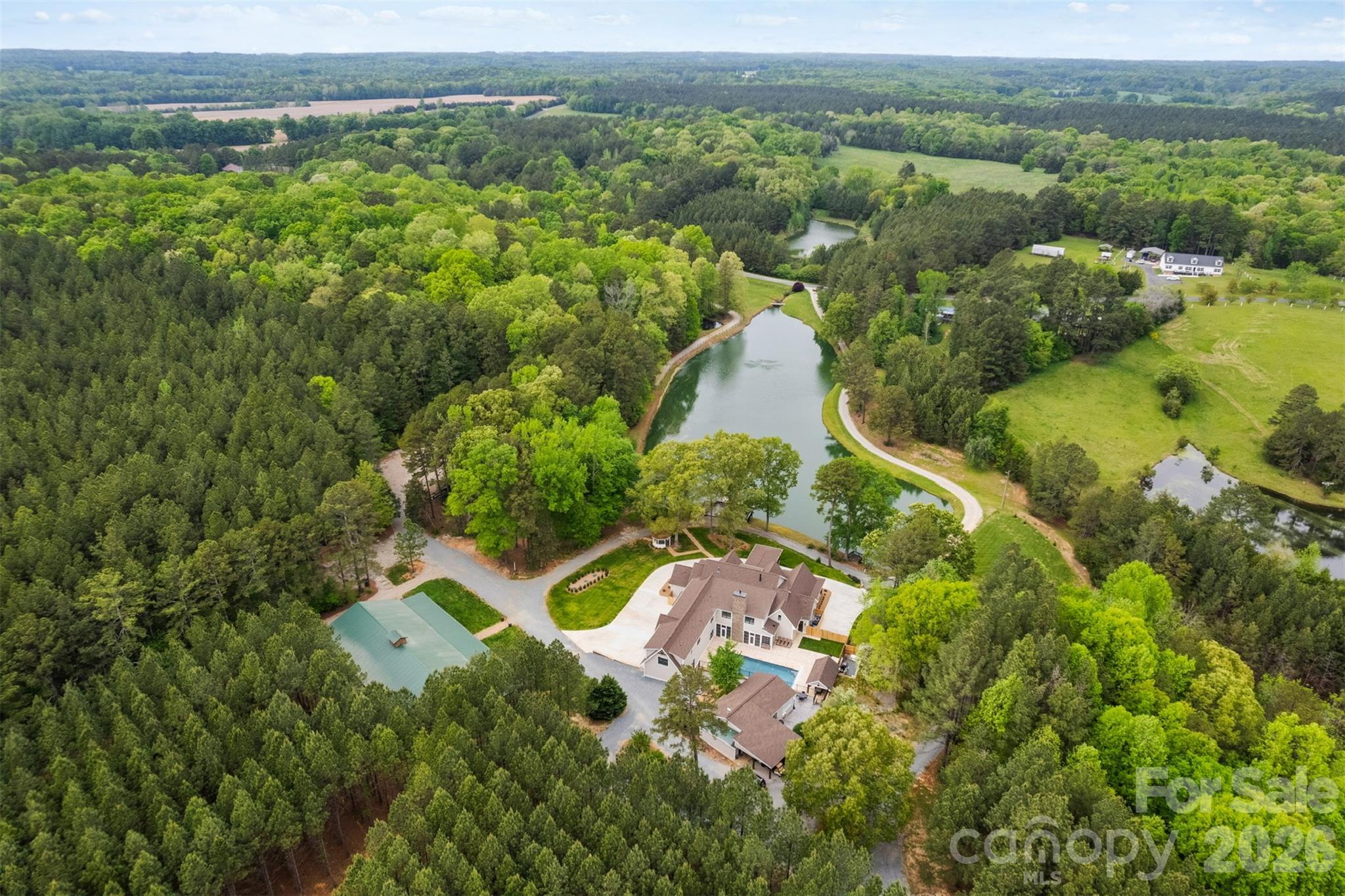 1619 Ellis Belk Road Monroe, NC 28112 - Photo 46 of 47 an aerial view of residential house with outdoor space and river