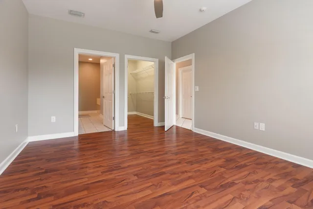 a view of a room with racks on the wall