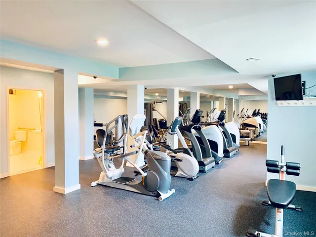 a view of a room with gym equipment
