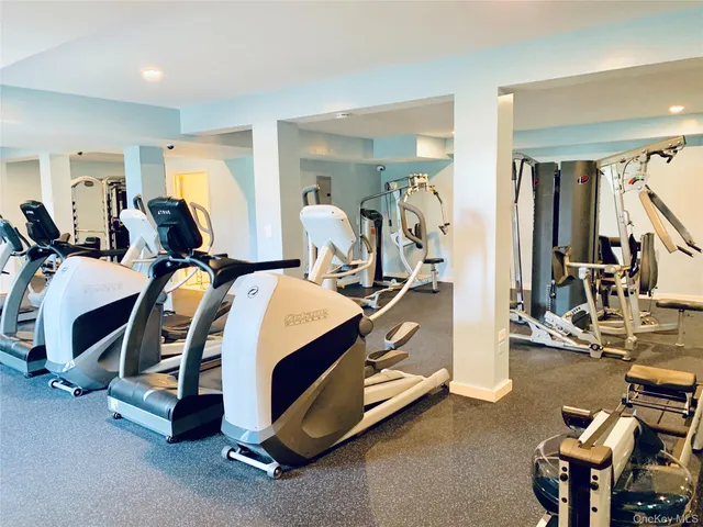 a view of a room with gym equipment