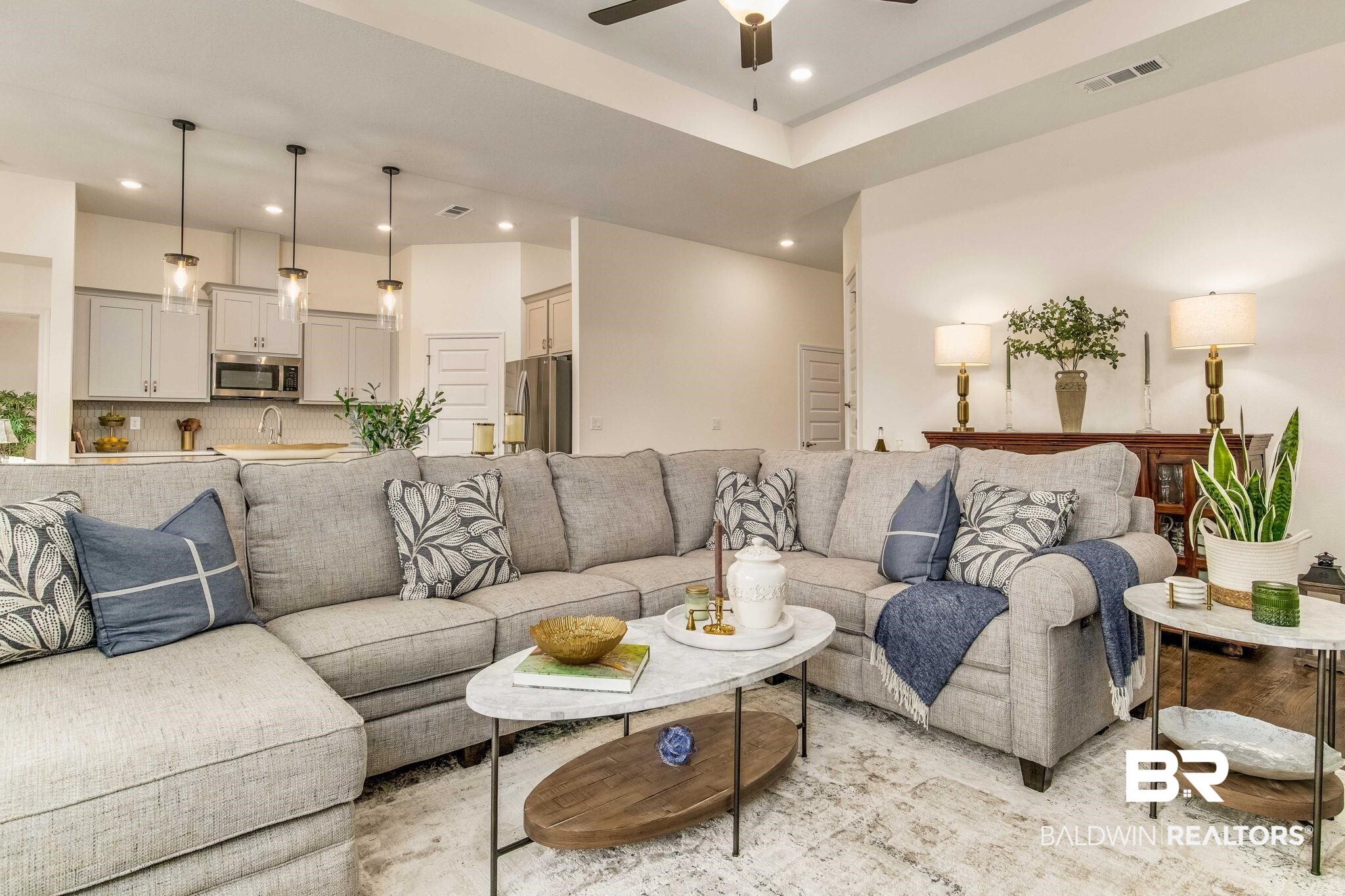 2222 Club House Drive Lillian, AL 36549 - Photo 10 of 49 Living room featuring recessed lighting and a ceiling fan