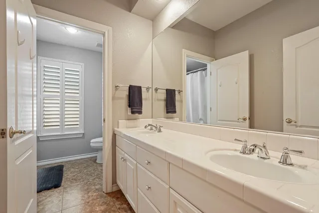 a bathroom with a sink a toilet and a shower