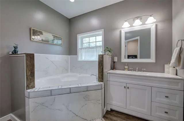 a view of a kitchen and dining area