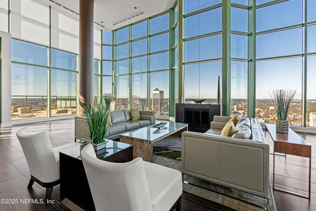 a living room with furniture