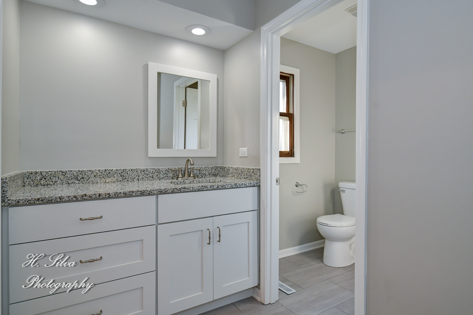 331 Cornell Lane Algonquin, IL 60102 - Photo 18 of 30 a bathroom with a granite countertop sink a toilet and a mirror