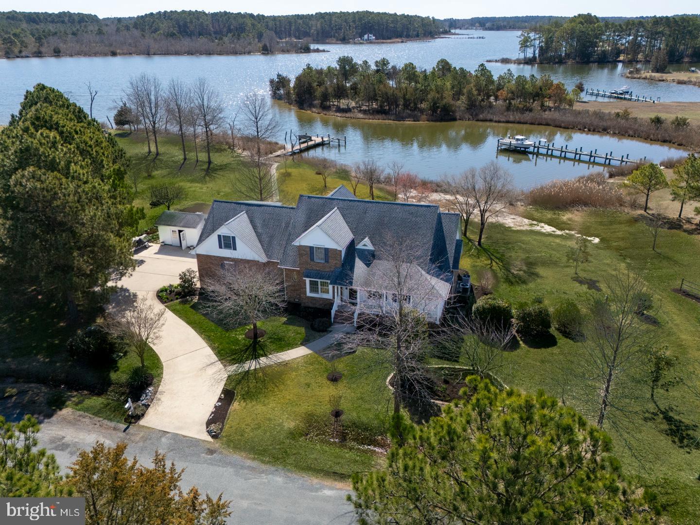 1617 Deep Water Road Woolford, MD 21677 - Photo 2 of 47 an aerial view of a house with a lake view