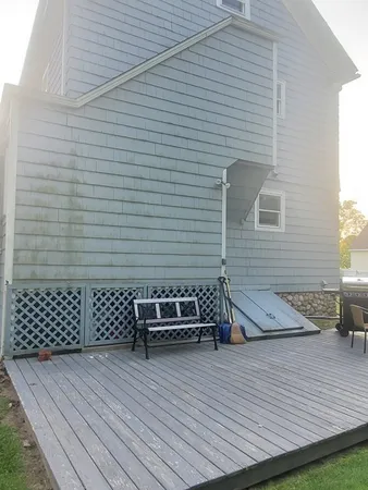 a view of a wooden deck