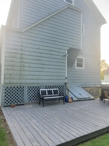 a view of a wooden deck