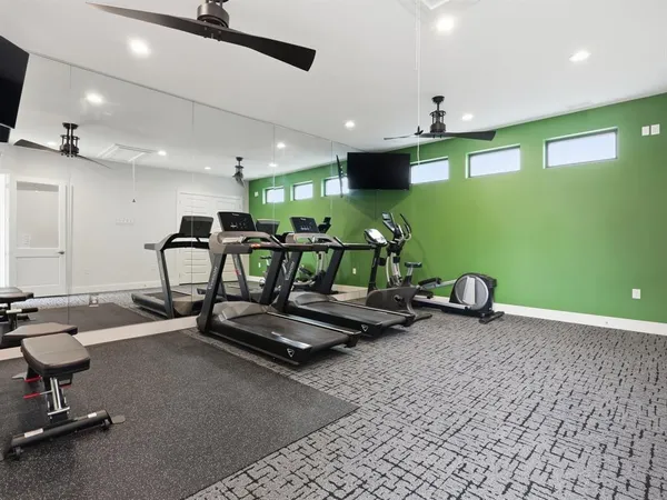 a view of a room with gym equipment
