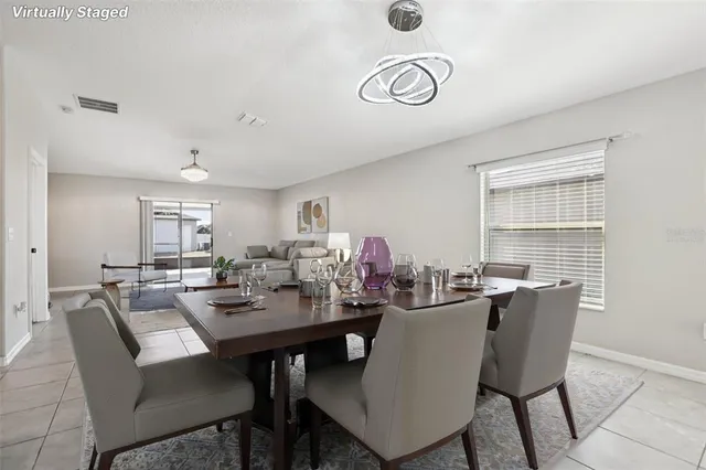 a view of a dining room and livingroom