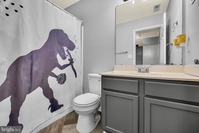 a bathroom with a toilet a sink and a mirror