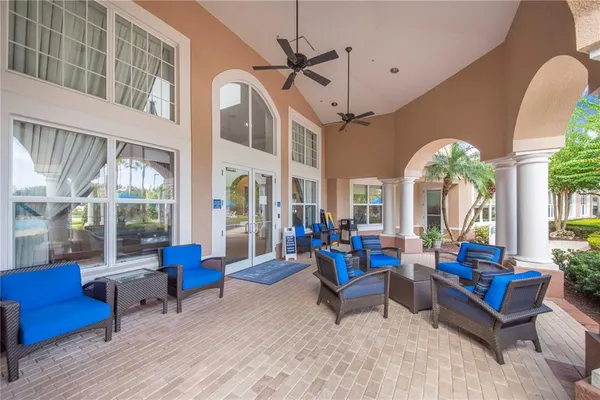 a outdoor space with furniture