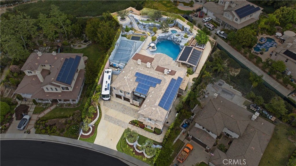 29131 Bouquet Canyon Road Silverado, CA 92676 - Photo 69 of 74 ariel view of home on half acre lot with outdoor kitchena nd pool with rockslide and diving rock