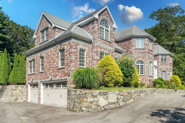 a view of a building with a garden