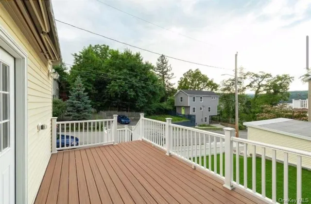 a view of a wooden deck