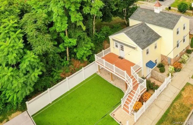 an aerial view of a house