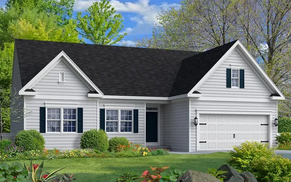 front view of a house with a yard