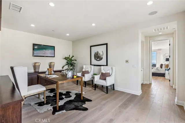 a view of a yard with an outdoor seating