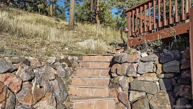 a view of wooden staircase