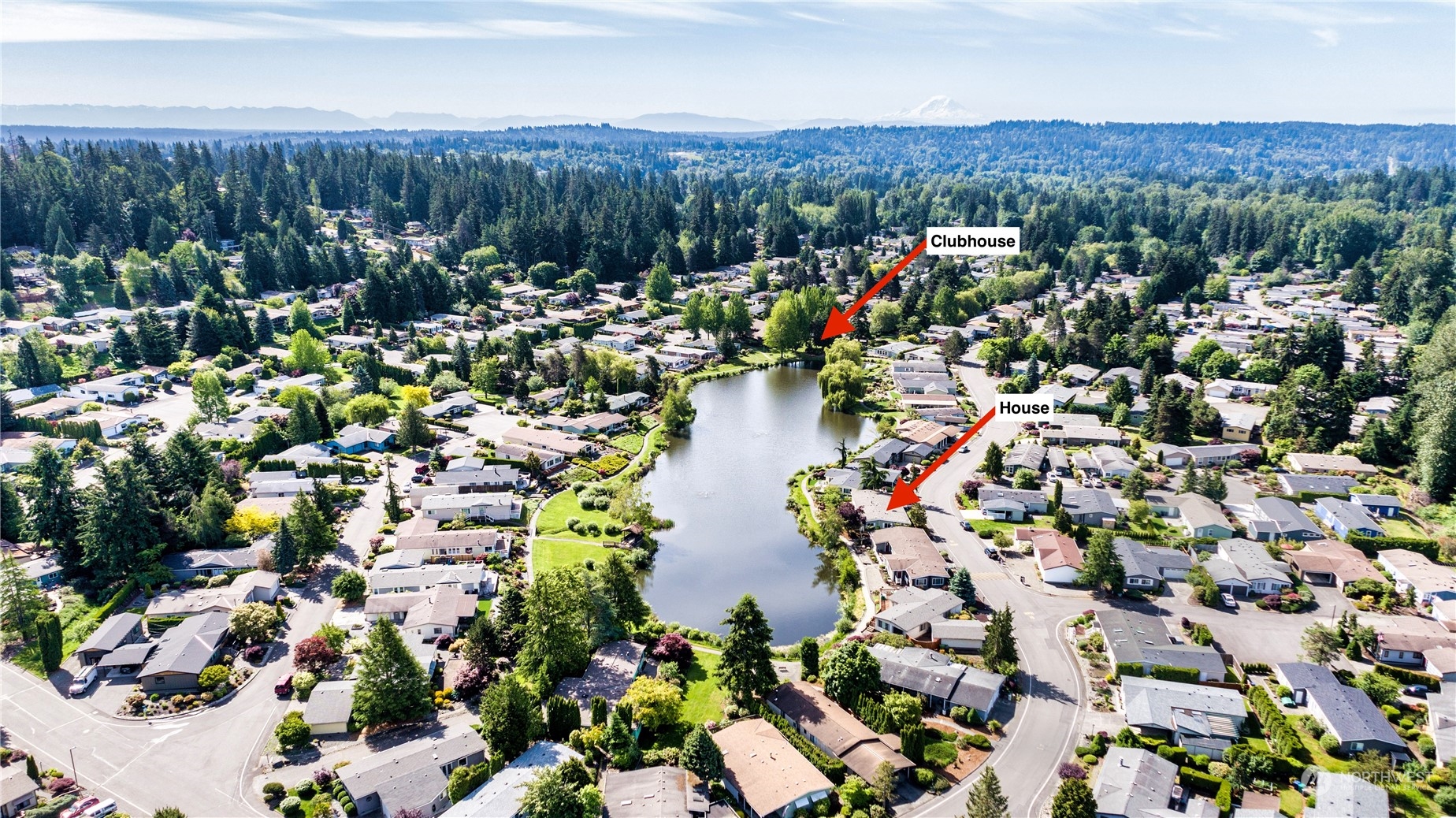 23803 Lake Drive West Bothell, WA 98021 - Photo 32 of 32 an aerial view of lake and residential houses with outdoor space