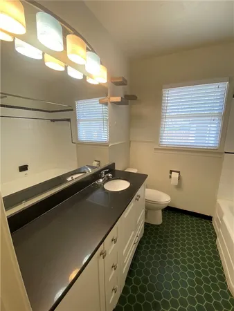 a bathroom with a sink a toilet and a shower