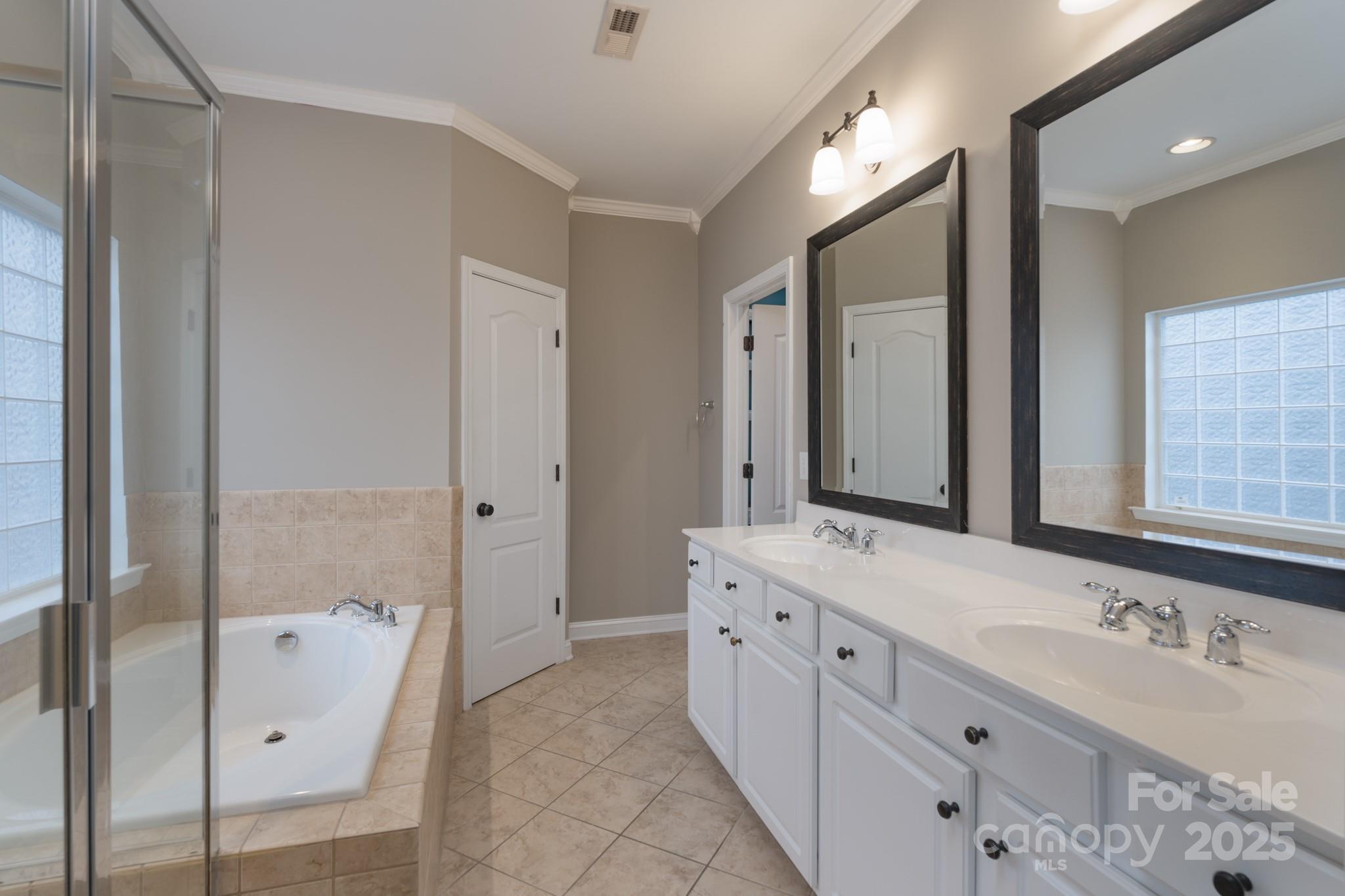 507 Quicksilver Trail Fort Mill, SC 29708 - Photo 20 of 48 a bathroom with a double vanity sink mirror and bathtub