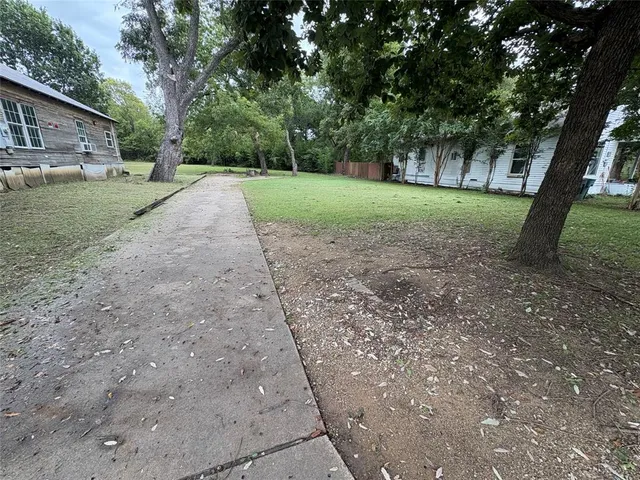 a view of a yard with trees