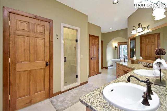 a bathroom with a bathtub