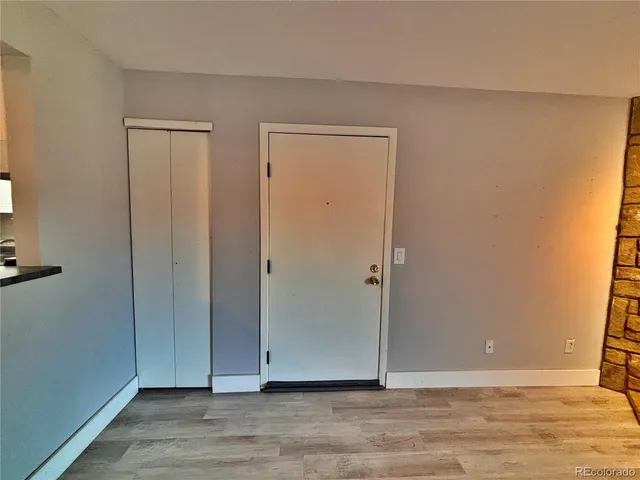 a view of wooden door