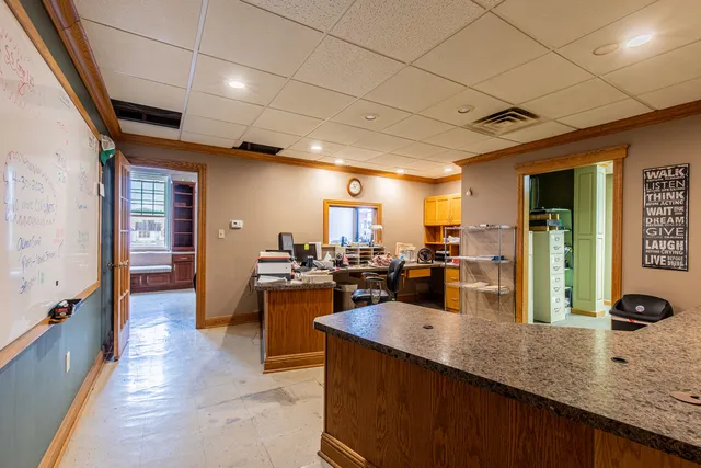 a kitchen with granite countertop lots of counter top space