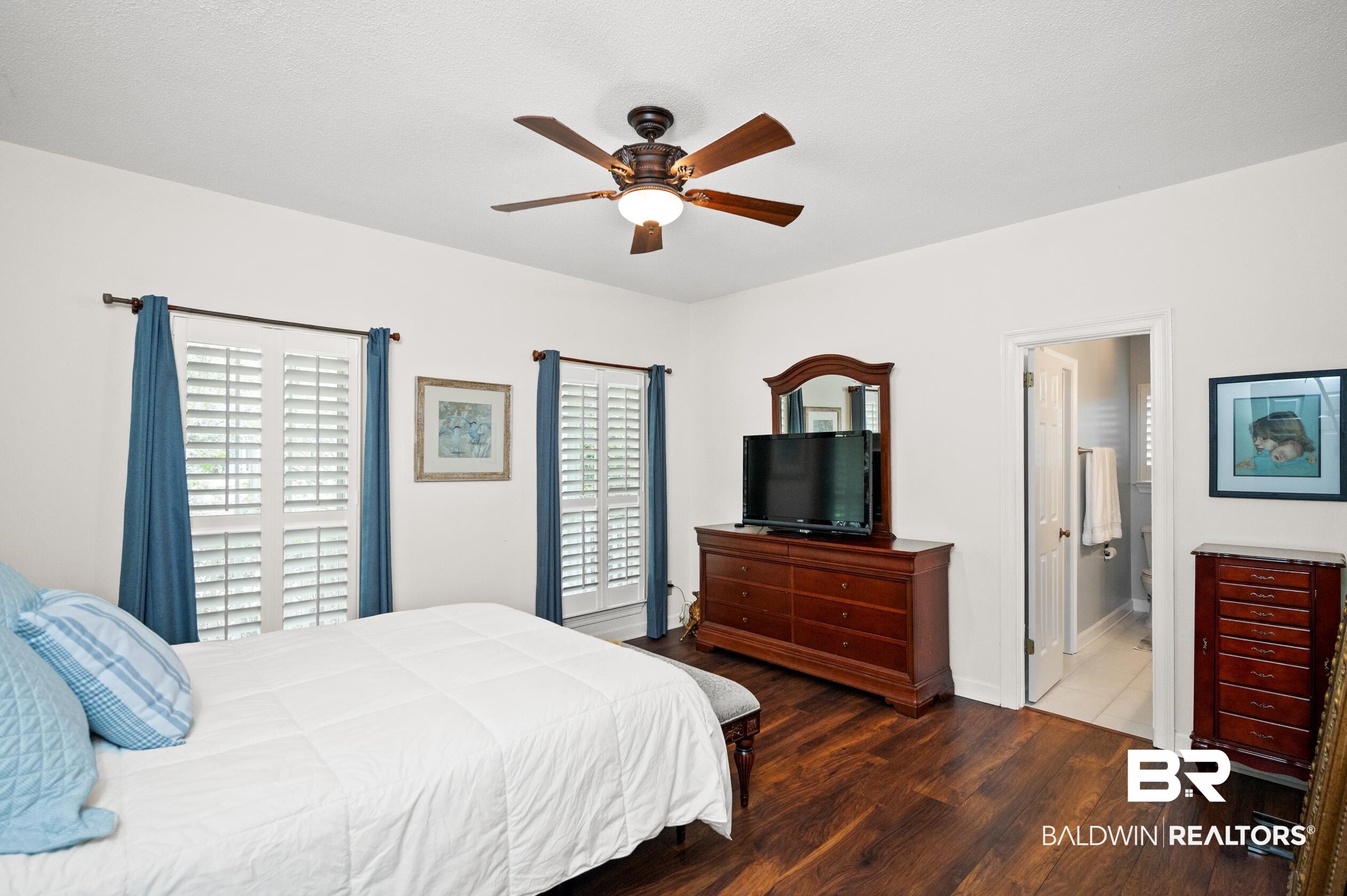 6638 Jackson Square Daphne, AL 36526 - Photo 23 of 62 Bedroom featuring ensuite bathroom, ceiling fan, and tile patterned floors