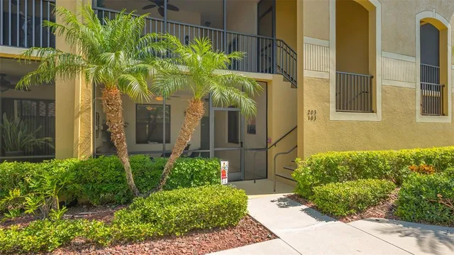 a couple of flower plants in front of a door