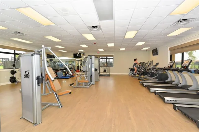 a view of a room with gym equipment