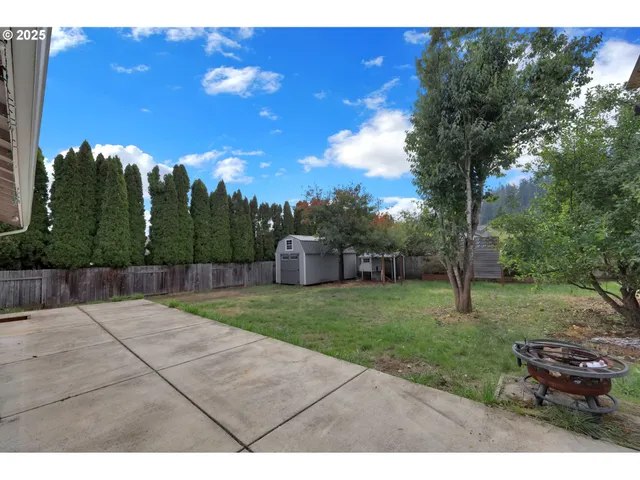 a view of backyard of house