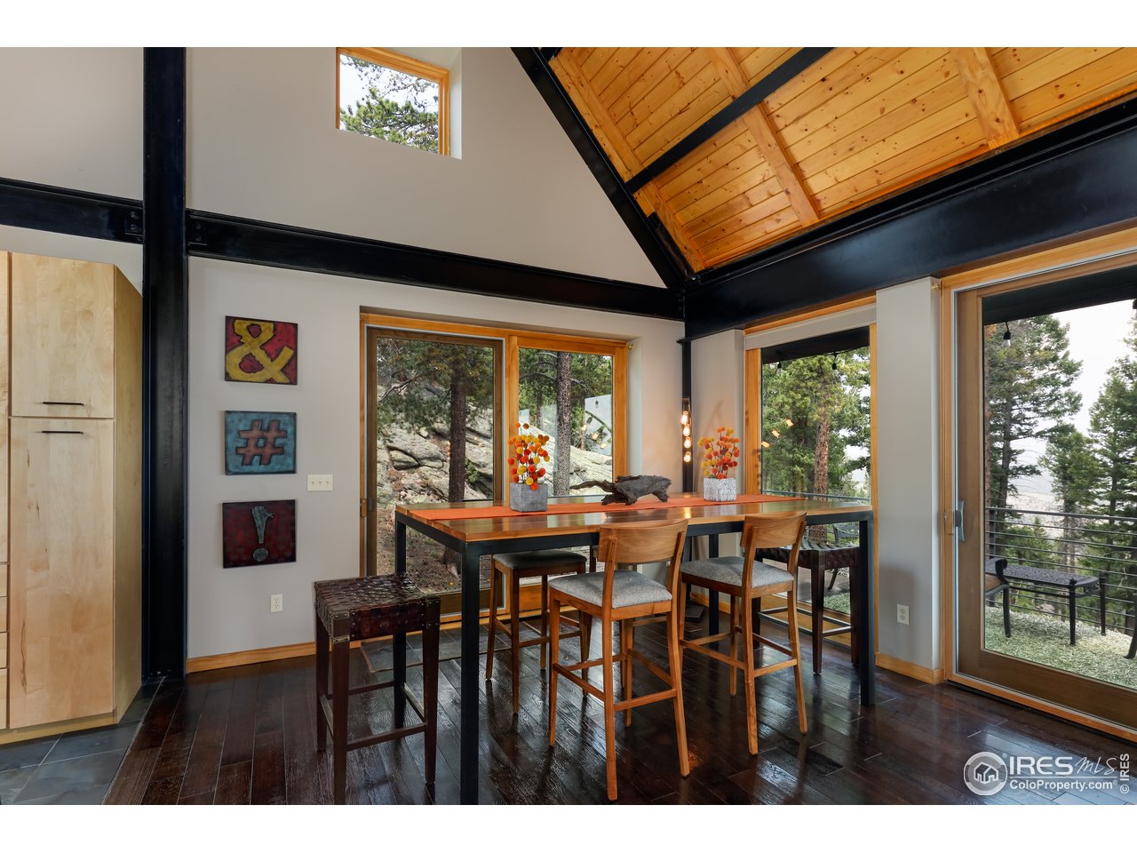 116 Ramona Road Golden, CO 80403 - Photo 9 of 40 a dining room with furniture large windows and a rug