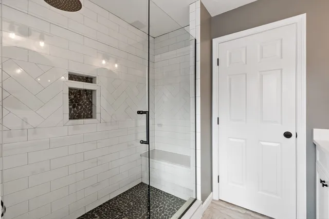 a bathroom with a shower