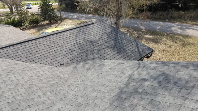 a view of roof and wooden floor
