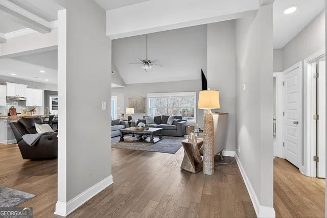 a view of living room and dining room