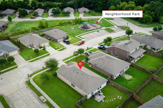 an aerial view of a house