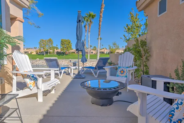 a outdoor view with a sitting space