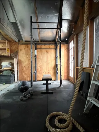 a room with gym equipment