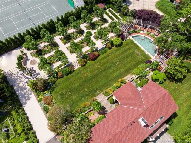 an aerial view of a house