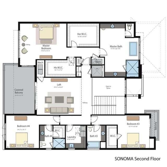 2285 Delray Ridge Lane, Unit LOT 8 Delray Beach, FL 33444 - Photo 107 of 107 Second Floor Floor Plan