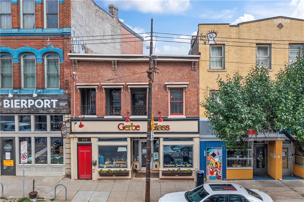 a front view of multi story residential apartment building