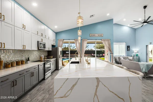 a living room with furniture