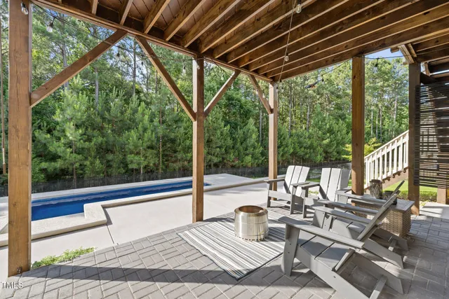 a view of porch with seating space