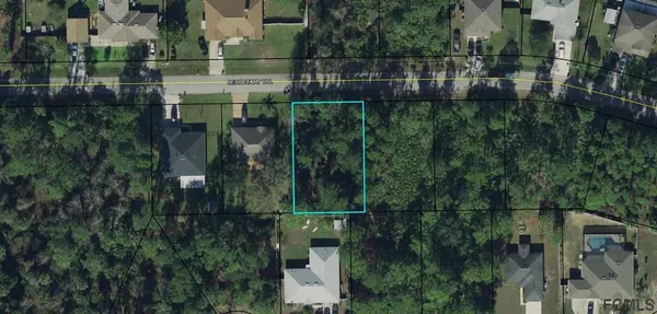 a backyard of a house with lots of trees